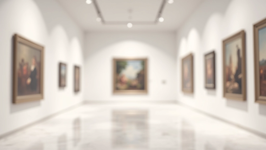 Colección de cuadros valiosos exhibidos en galería privada con iluminación profesional